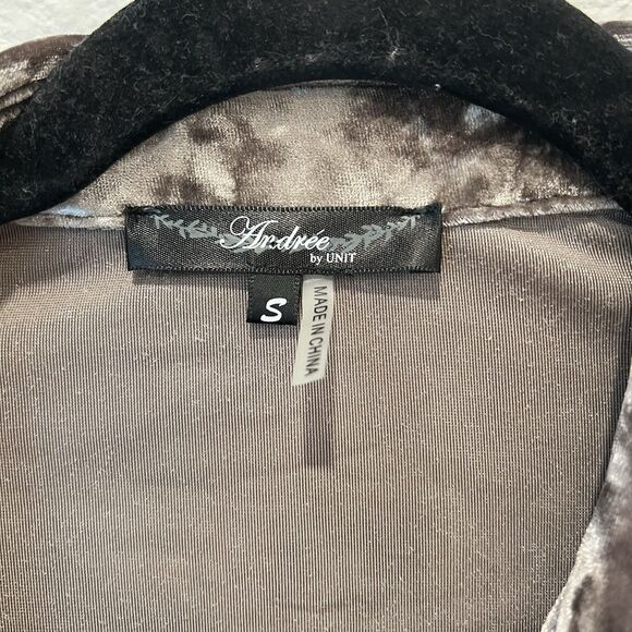 ANDREE By Unit Crushed Velvet Button Down Kimono/dress Mixed Media Plaid Small - Picture 2 of 7